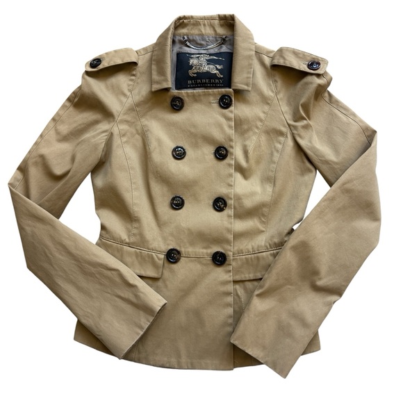 Burberry Jackets & Blazers - Burberry London Cropped Trench Jacket S Tan Cotton Italy Made Double Breasted